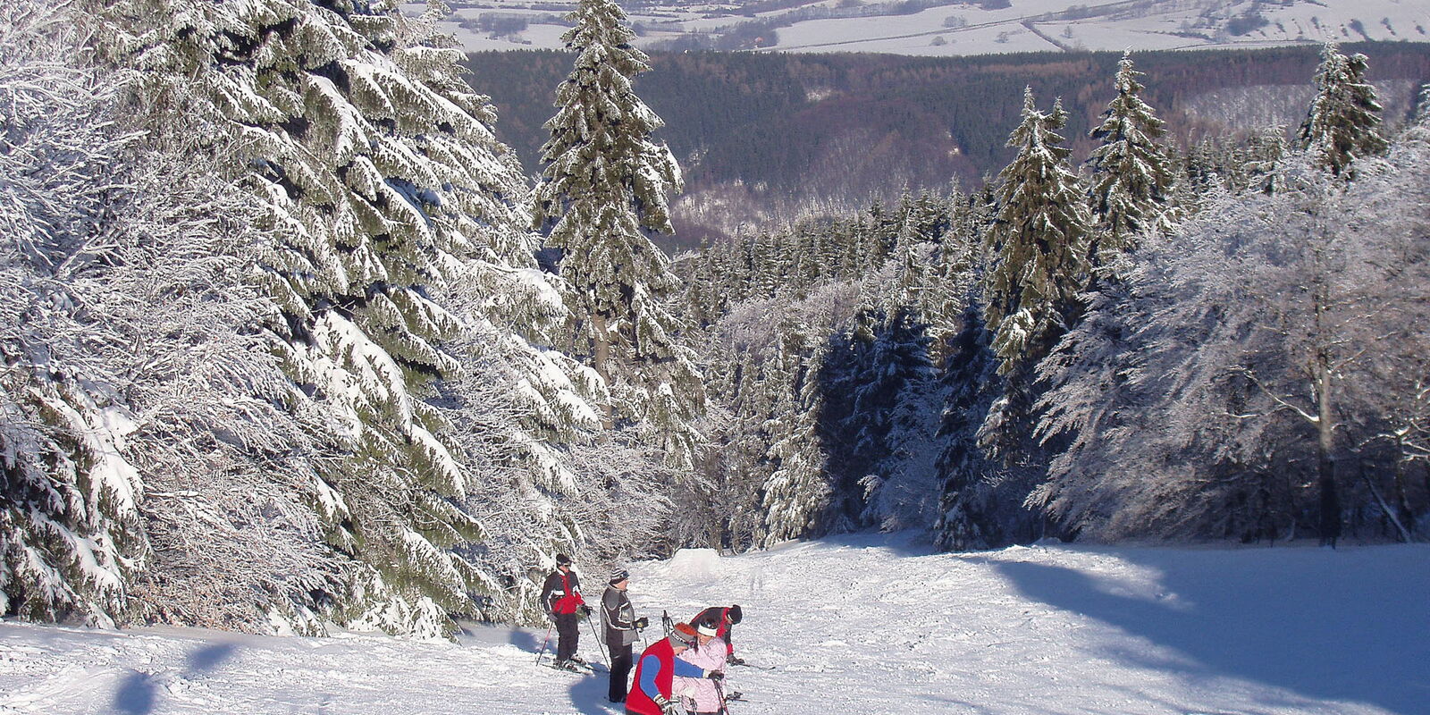 Familie auf Skiern am Inselsberg