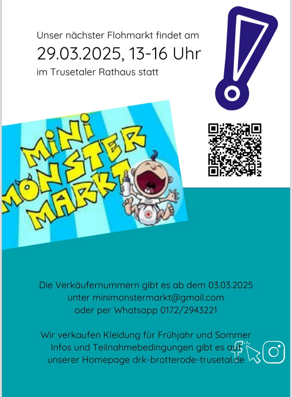 Plakat mit Informationen zum Markt Uhrzeit Datum und Rufnummer