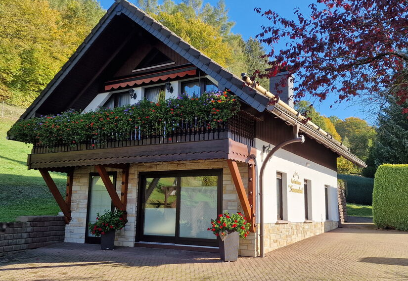 Ferienhaus mit Balkon im Grünen
