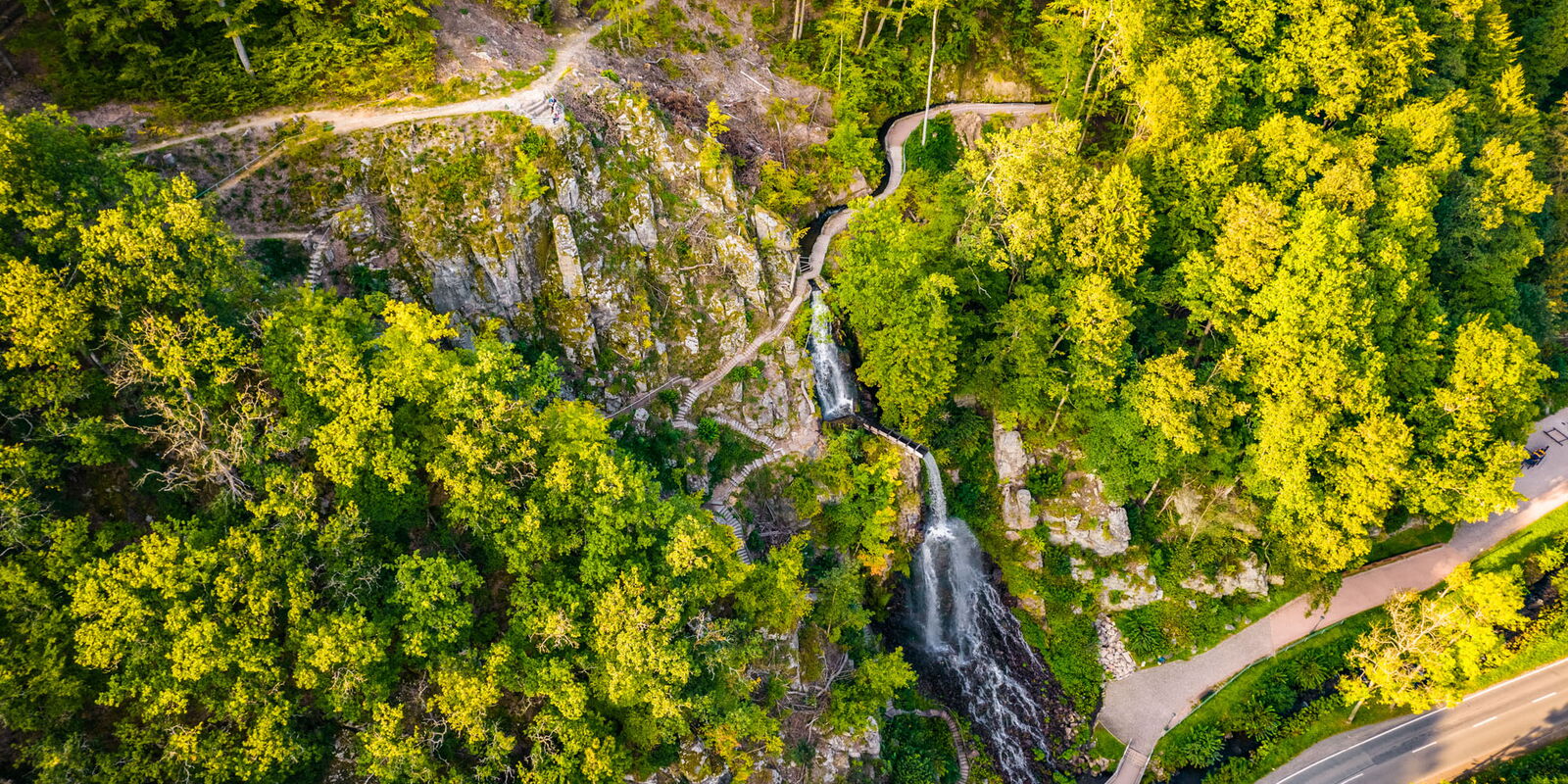 Trusetaler Wasserfall aus der Vogelperspektive